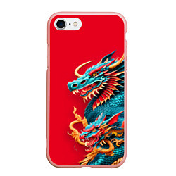 Чехол iPhone 7/8 матовый Japanese dragon - irezumi, цвет: 3D-светло-розовый