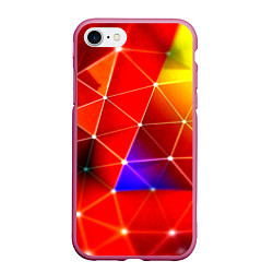 Чехол iPhone 7/8 матовый Digital triangle abstract, цвет: 3D-малиновый