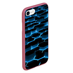 Чехол iPhone 7/8 матовый Неоновая сетка из плит, цвет: 3D-малиновый — фото 2
