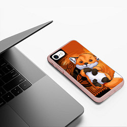 Чехол iPhone 7/8 матовый Fox cub, цвет: 3D-светло-розовый — фото 2