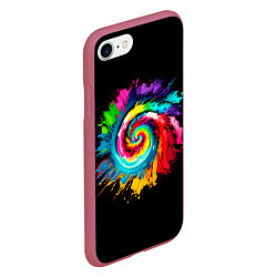 Чехол iPhone 7/8 матовый Тай-дай разноцветная спираль, цвет: 3D-малиновый — фото 2