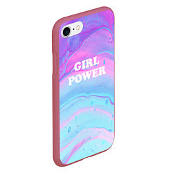 Чехол iPhone 7/8 матовый Girl power fluid art, цвет: 3D-малиновый — фото 2