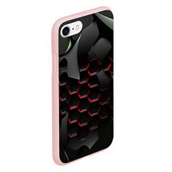 Чехол iPhone 7/8 матовый Красные изогнутые соты, цвет: 3D-светло-розовый — фото 2
