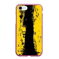 Чехол iPhone 7/8 матовый Вертикальная черно-желтая полоса Cyberpunk 2077, цвет: 3D-малиновый