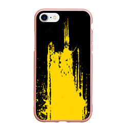 Чехол iPhone 7/8 матовый Фонтан бурлящей желтой краски, цвет: 3D-светло-розовый