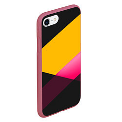 Чехол iPhone 7/8 матовый Желто-розовый дизайн на черном фоне, цвет: 3D-малиновый — фото 2