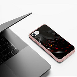 Чехол iPhone 7/8 матовый Черно-красные плиты, цвет: 3D-светло-розовый — фото 2