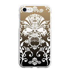 Чехол iPhone 7/8 матовый Череп с узорами, цвет: 3D-белый
