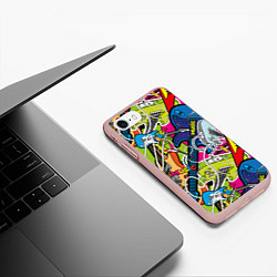 Чехол iPhone 7/8 матовый Guitars - pop art pattern, цвет: 3D-светло-розовый — фото 2