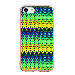 Чехол iPhone 7/8 матовый Разноцветный желто-синий геометрический орнамент, цвет: 3D-светло-розовый