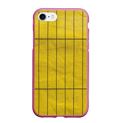 Чехол iPhone 7/8 матовый Жёлтый фон и чёрные параллельные линии, цвет: 3D-малиновый