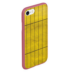 Чехол iPhone 7/8 матовый Жёлтый фон и чёрные параллельные линии, цвет: 3D-малиновый — фото 2