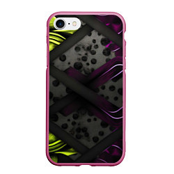 Чехол iPhone 7/8 матовый Темная фиолетовая текстура с листьями