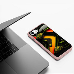 Чехол iPhone 7/8 матовый Зеленая абстракция, цвет: 3D-светло-розовый — фото 2