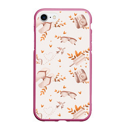 Чехол iPhone 7/8 матовый Пляжный паттерн, цвет: 3D-малиновый