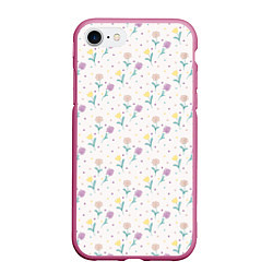 Чехол iPhone 7/8 матовый Весенний паттерн с цветами