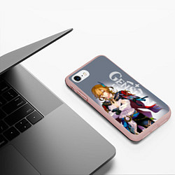 Чехол iPhone 7/8 матовый Genshin Impact Кавех, цвет: 3D-светло-розовый — фото 2