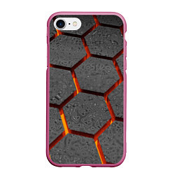 Чехол iPhone 7/8 матовый Металлические плиты и лава, цвет: 3D-малиновый