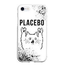 Чехол iPhone 7/8 матовый Placebo рок кот на светлом фоне, цвет: 3D-белый