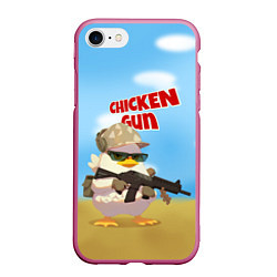 Чехол iPhone 7/8 матовый Цыпленок - Чикен Ган, цвет: 3D-малиновый