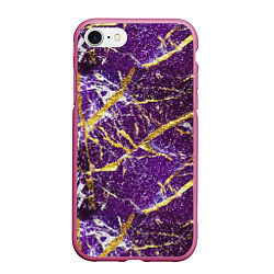 Чехол iPhone 7/8 матовый Фиолетовые и золотые блестки