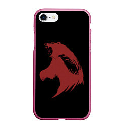 Чехол iPhone 7/8 матовый Red bear, цвет: 3D-малиновый