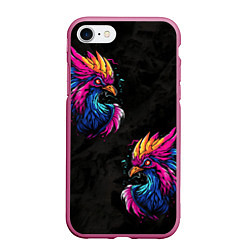 Чехол iPhone 7/8 матовый Киберпанк Птица, цвет: 3D-малиновый