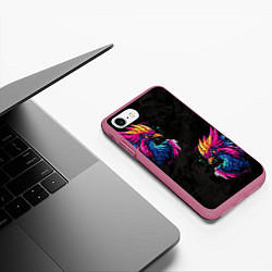 Чехол iPhone 7/8 матовый Киберпанк Птица, цвет: 3D-малиновый — фото 2