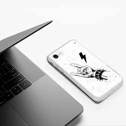Чехол iPhone 7/8 матовый AC DC и рок символ, цвет: 3D-белый — фото 2