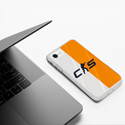 Чехол iPhone 7/8 матовый Counter Strike 2 White Orange Stripes, цвет: 3D-белый — фото 2