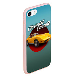 Чехол iPhone 7/8 матовый Американский спорткар Chevrolet Corvette Stingray, цвет: 3D-светло-розовый — фото 2