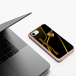 Чехол iPhone 7/8 матовый Porsche - Gold line, цвет: 3D-светло-розовый — фото 2