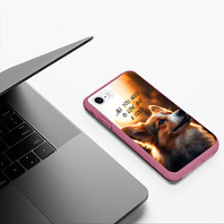 Чехол iPhone 7/8 матовый Любовь и корги, цвет: 3D-малиновый — фото 2