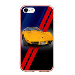 Чехол iPhone 7/8 матовый Классический спорткар Chevrolet Corvette Stingray