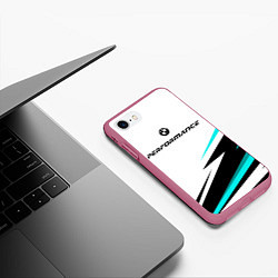 Чехол iPhone 7/8 матовый Bmw perfomance - бирюзовый, цвет: 3D-малиновый — фото 2