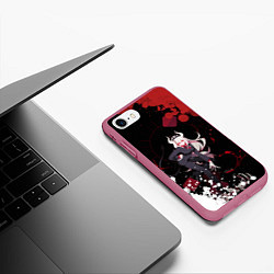Чехол iPhone 7/8 матовый Helltaker Lucifer арт краска, цвет: 3D-малиновый — фото 2