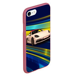 Чехол iPhone 7/8 матовый Спортивная немецкая машина Porsche 911, цвет: 3D-малиновый — фото 2