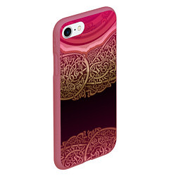 Чехол iPhone 7/8 матовый Пылающий орнамент, цвет: 3D-малиновый — фото 2