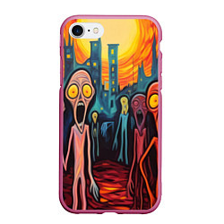Чехол iPhone 7/8 матовый Зомби пришли за тобой, цвет: 3D-малиновый