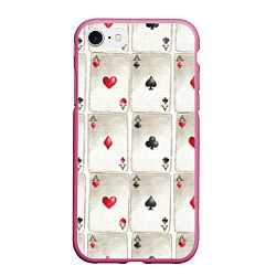 Чехол iPhone 7/8 матовый Покер, цвет: 3D-малиновый