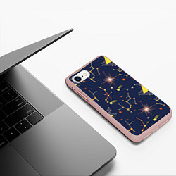 Чехол iPhone 7/8 матовый Созвездия, цвет: 3D-светло-розовый — фото 2