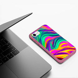 Чехол iPhone 7/8 матовый Градиентные цветные волны, цвет: 3D-малиновый — фото 2