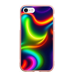 Чехол iPhone 7/8 матовый Неоновые радужные разводы, цвет: 3D-светло-розовый