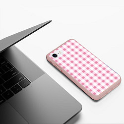 Чехол iPhone 7/8 матовый Барби-розовый: клетка, цвет: 3D-светло-розовый — фото 2