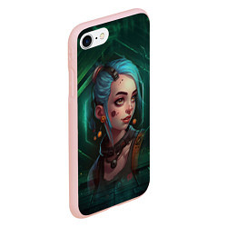 Чехол iPhone 7/8 матовый Jinx green Arcane League of Legends, цвет: 3D-светло-розовый — фото 2