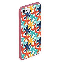Чехол iPhone 7/8 матовый Морские звезды, цвет: 3D-малиновый — фото 2