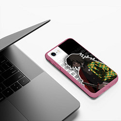 Чехол iPhone 7/8 матовый Гию томиока и иероглифы - клинок, цвет: 3D-малиновый — фото 2