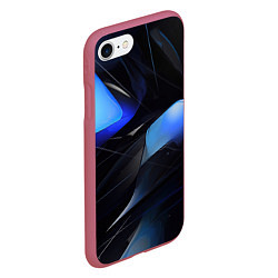 Чехол iPhone 7/8 матовый Black blue elements, цвет: 3D-малиновый — фото 2