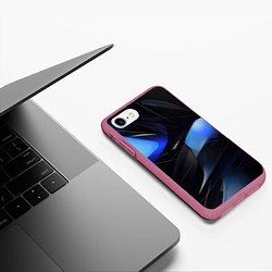 Чехол iPhone 7/8 матовый Black blue elements, цвет: 3D-малиновый — фото 2