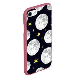 Чехол iPhone 7/8 матовый Космос лун, цвет: 3D-малиновый — фото 2